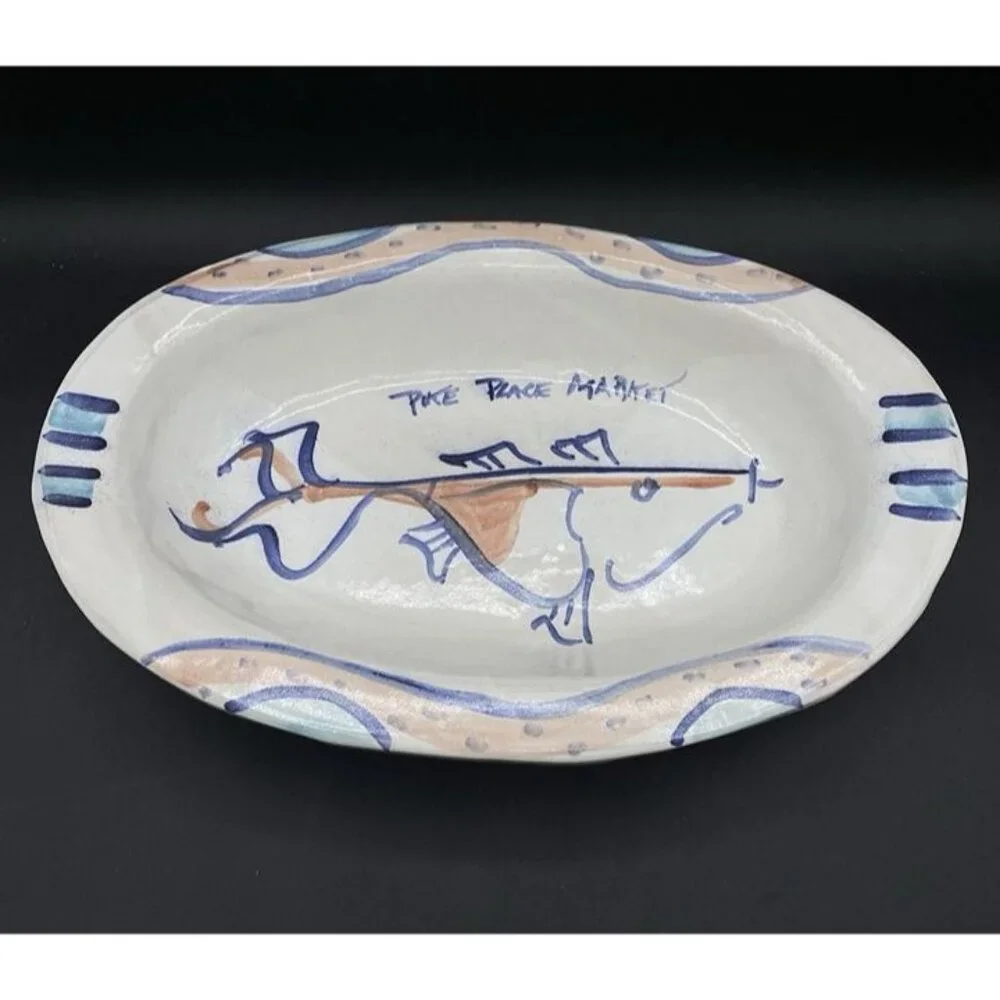Pike Place Fish Market Lorna Smith Studio Pottery Large Serving Bowl Seattle WA